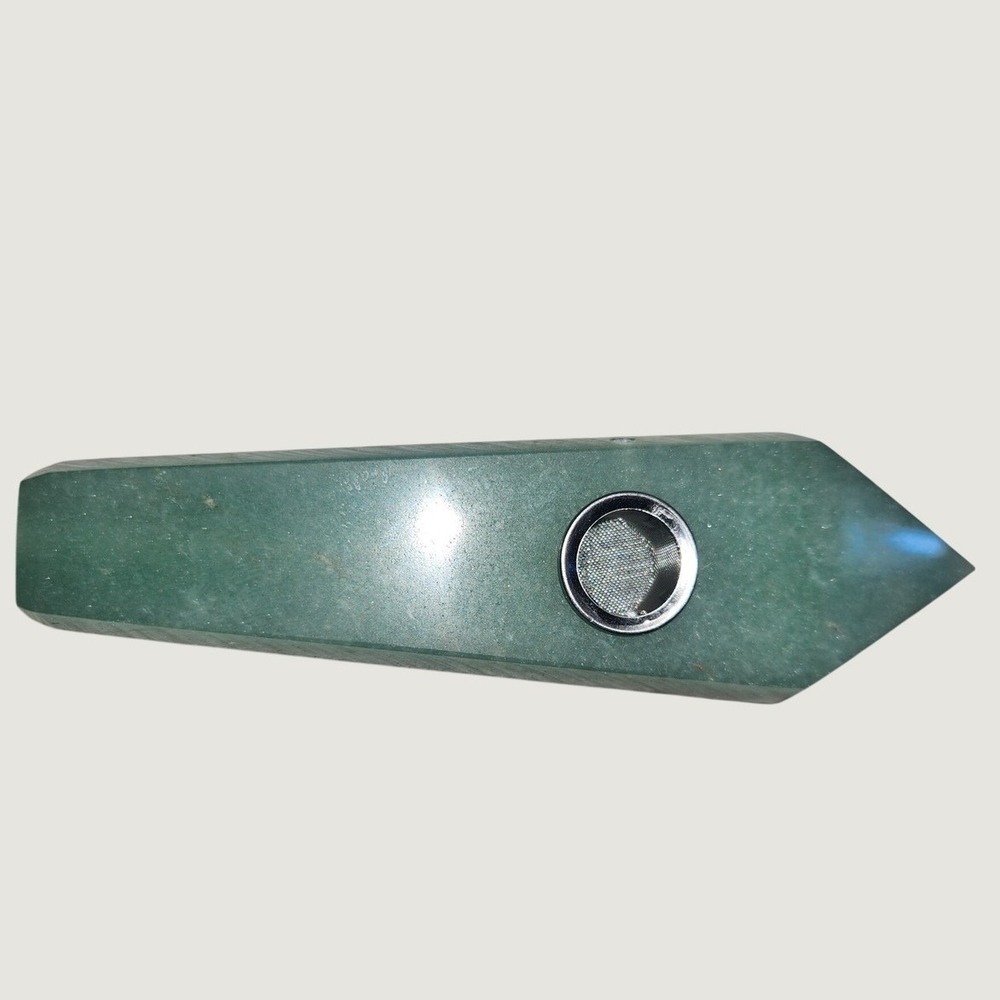 Green Aventurine Crystal Pipe Natural Hexagonal Polished Stone Obelisk 4.25 Inch